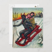 Sledding Krampus Briefkaart (Voorkant / Achterkant)