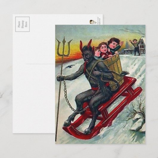  Sledding Krampus Briefkaart (Voorkant / Achterkant)
