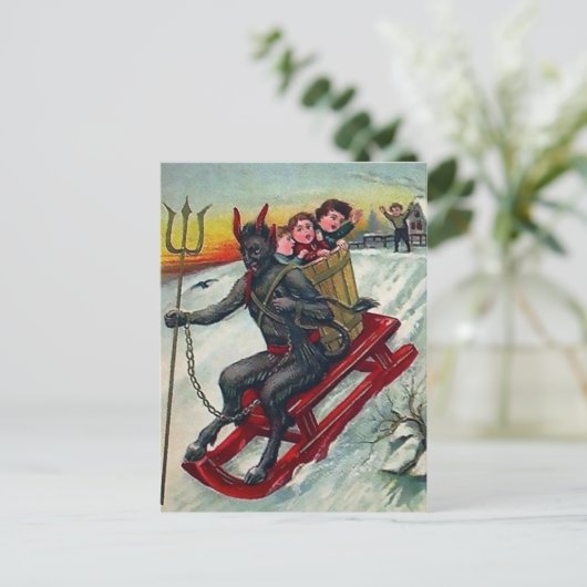  Sledding Krampus Briefkaart (Staand voorkant)
