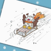 SLEDDING OWL briefkaart door Nicole Janes