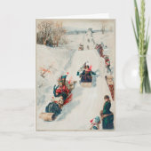  Sledding Scene Kerst Kaart (Voorkant)