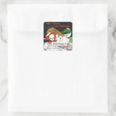 Sledding Snow People Adreslabel Vierkante Sticker (Tas)