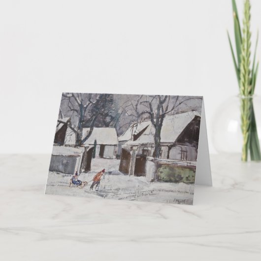 Sledding Stanislav Stanek Feestdagen Kaart (Voorkant)