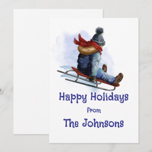 Sledding Vakantie Groet Kaart (Voorkant / Achterkant)