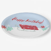 Sledding Winter Kinderen's Verjaardagspapier Party Papieren Bordje (Gekanteld)