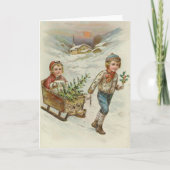 sledetocht | Vintage kerst Kaart (Voorkant)