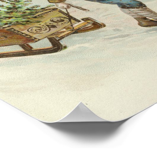 sledetocht | Vintage kerst Poster (Hoek)