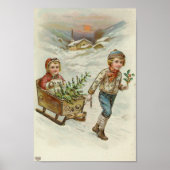 sledetocht | Vintage kerst Poster (Voorkant)
