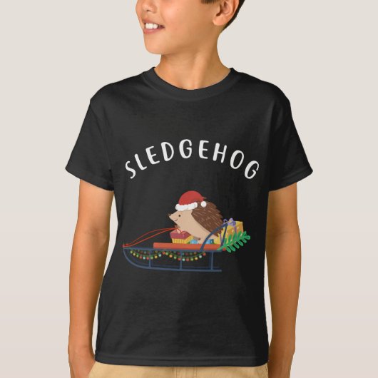 Sledgehog, Grappig schattig dier egel kerst T-shirt (Voorkant)