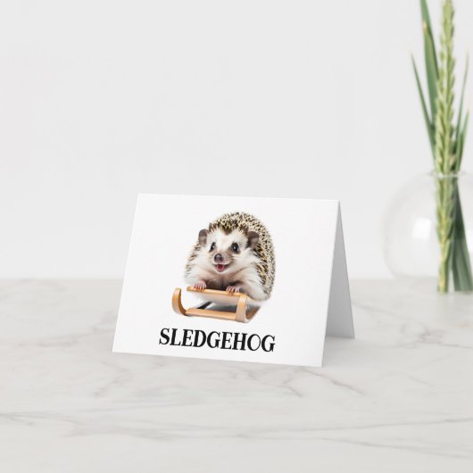 Sledgehog Grappige Hedgehog Kerstmis Sleigh Blank Kaart (Voorkant)
