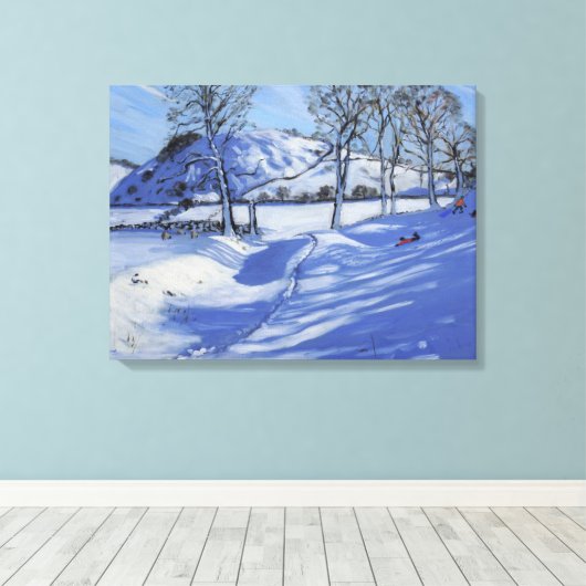 Sledging Derbyshire Peak District 2012 Canvas Afdruk (Insitu (Houten vloer))