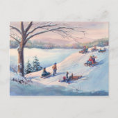 SLEDS, KINDEREN EN SNEEUW DOOR SHARON SHARPE BRIEFKAART (Voorkant)