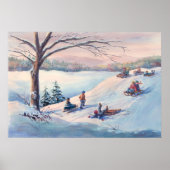 SLEDS, KINDEREN EN SNEEUW DOOR SHARON SHARPE POSTER (Voorkant)