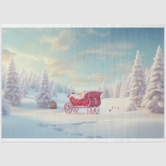 Slee in Sneeuw 2 Decoupage Papier (Voorkant)