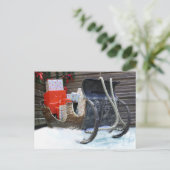 Slee met kerstcadeaus feestdagenkaart (Staand voorkant)