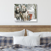 slee+ride,sneeuw,bos,paard,winter,wit,gallop, canvas afdruk (Insitu (Slaapkamer))