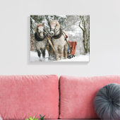 slee+ride,sneeuw,bos,paard,winter,wit,gallop, canvas afdruk (Insitu (Woonkamer))