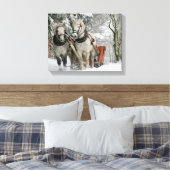 slee+ride,sneeuw,bos,paard,winter,wit,gallop, canvas afdruk (Insitu (Slaapkamer))