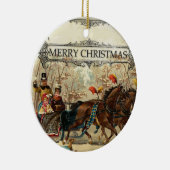  slee rijpaarden in de sneeuw keramisch ornament (Rechts)