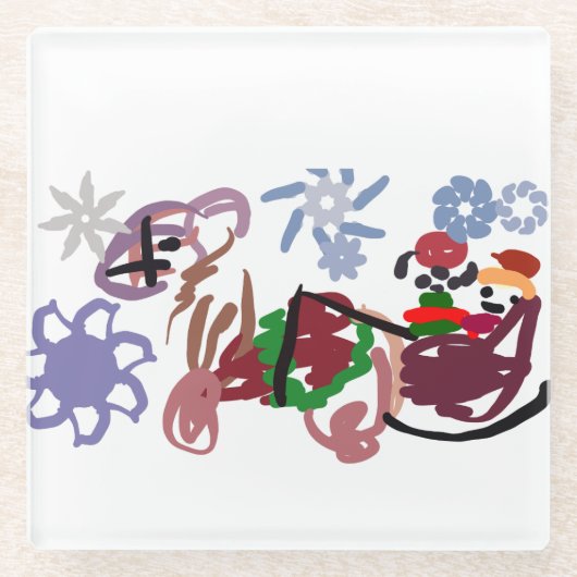 slee winter glazen onderzetter (Voorkant)