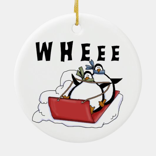 Sleedpinguïns vakantie Ornament (Achterkant)