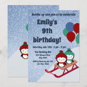 sleeën verjaardag uitnodiging (Voorkant / Achterkant)