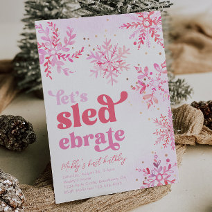 sleeën verjaardagsfeestuitnodiging kaart