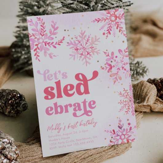 sleeën verjaardagsfeestuitnodiging kaart