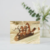 Sleeënde Vossen Vintage Kerst Briefkaart (Staand voorkant)