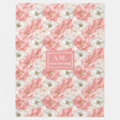 Sleek Alcohol Ink Blush and Gold Trendy Monogram Fleece Deken (Voorkant)