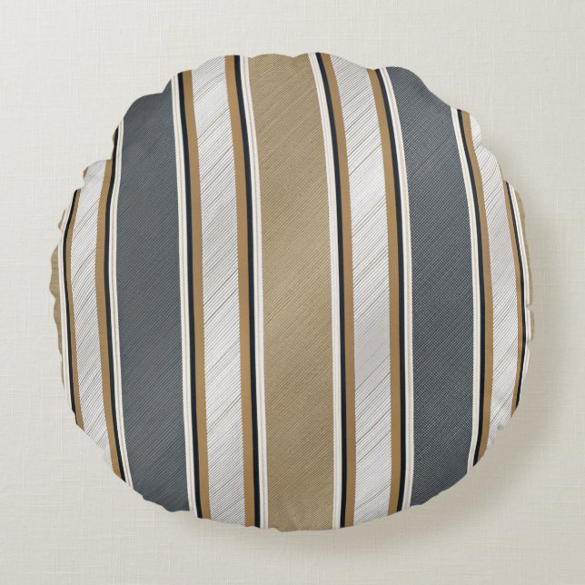 Sleek and Modern Stripe Pattern Rond Kussen (Voorkant)