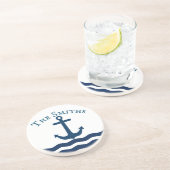 Sleek anker nautisch aangepast zandsteen onderzetter (Zijkant)