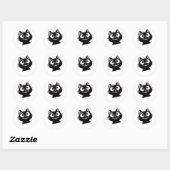 Sleek Black Cat Design Ronde Sticker (Vel)