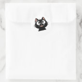 Sleek Black Cat Design Ronde Sticker (Tas)