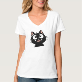 Sleek Black Cat Design T-shirt