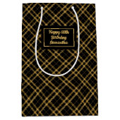 Sleek Black Gold 50th Birthday Gift Bag Idea Medium Cadeauzakje (Voorkant)