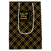 Sleek Black Gold 50th Birthday Gift Bag Idea Medium Cadeauzakje (Achterkant)