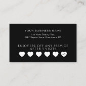 Sleek Black Modern Hearts Customer Loyalty Cards (Voorkant)