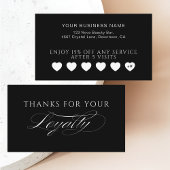 Sleek Black Modern Hearts Customer Loyalty Cards