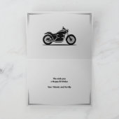 Sleek Black Motorcycle Silhouette Birthday Card Kaart (Binnen)