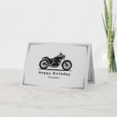 Sleek Black Motorcycle Silhouette Birthday Card Kaart (Voorkant)
