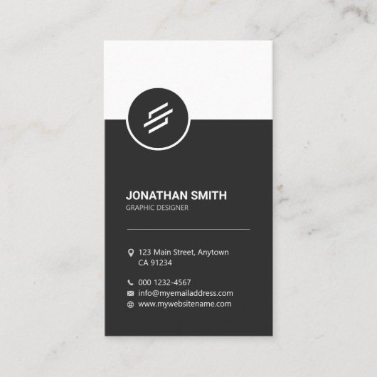 Sleek Black & White Minimalist Corporate Visitekaartje (Voorkant)
