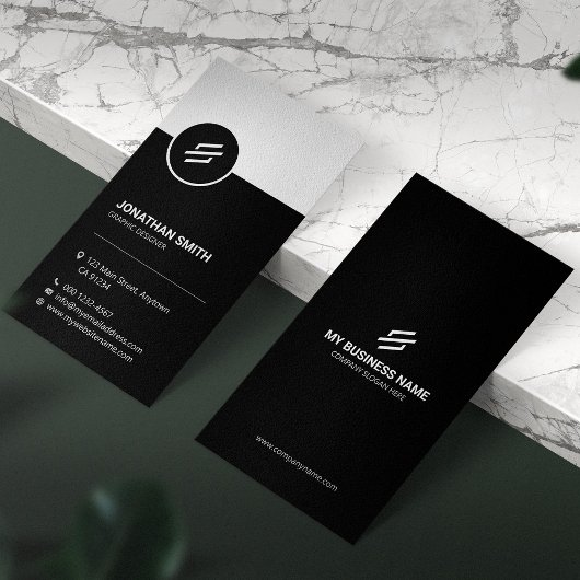 Sleek Black & White Minimalist Corporate Visitekaartje