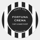 Sleek Black White Stripe Business Name Thank You Ronde Sticker (Voorkant)