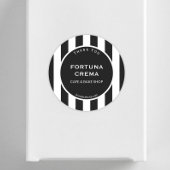 Sleek Black White Stripe Business Name Thank You Ronde Sticker