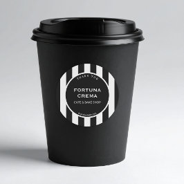 Sleek Black White Stripe Business Name Thank You Ronde Sticker