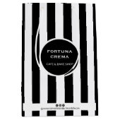 Sleek Black & White Stripes Small Business Brand Medium Cadeauzakje (Voorkant)