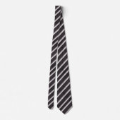 Sleek Charcoal Gray & Silver Diagonal Striped  Stropdas (Achterkant)