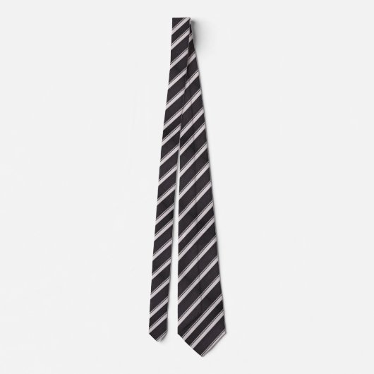 Sleek Charcoal Gray & Silver Diagonal Striped Stropdas (Achterkant)