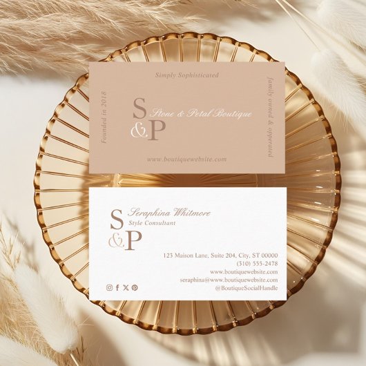 Sleek Chic Minimal Elegant Boutique Monogram Logo Visitekaartje